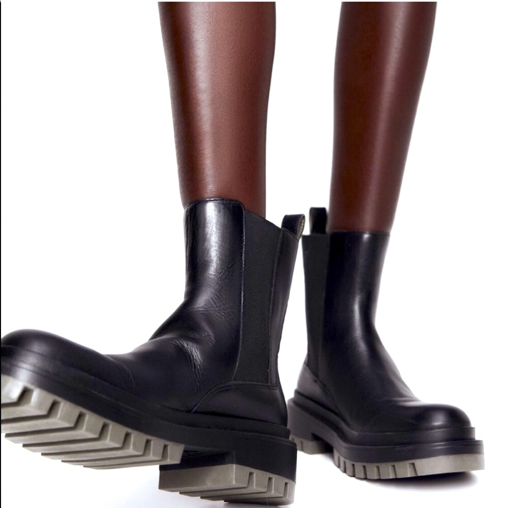 Zara Leather Lug Sole Boot